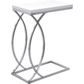 Accent Table in Glossy White with Chrome Metal